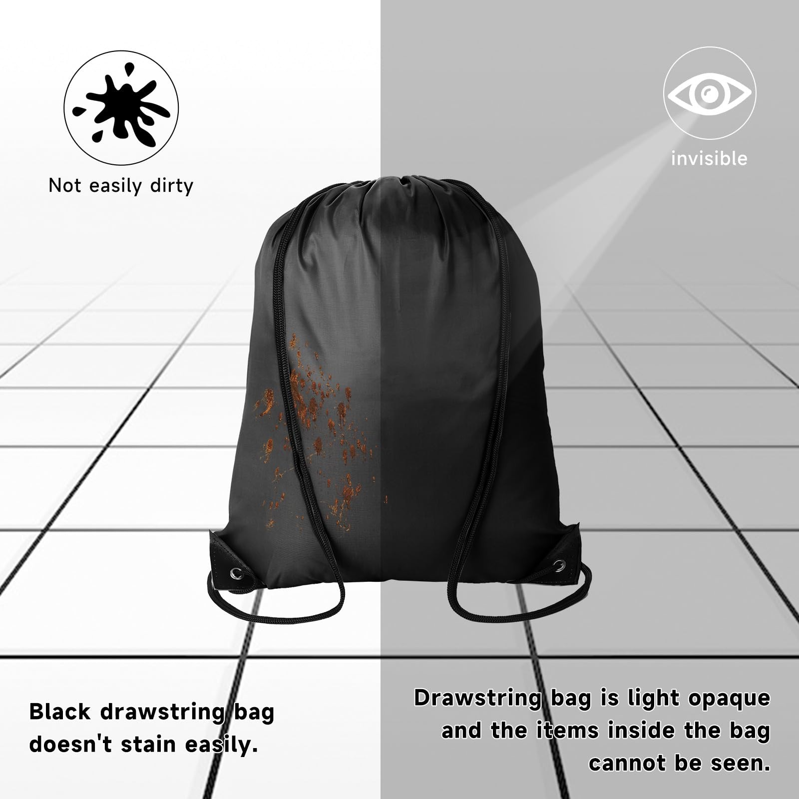 120Pcs Black Drawstring Backpacks Bulk String Bag Cinch Sack Pack Storage Kna…