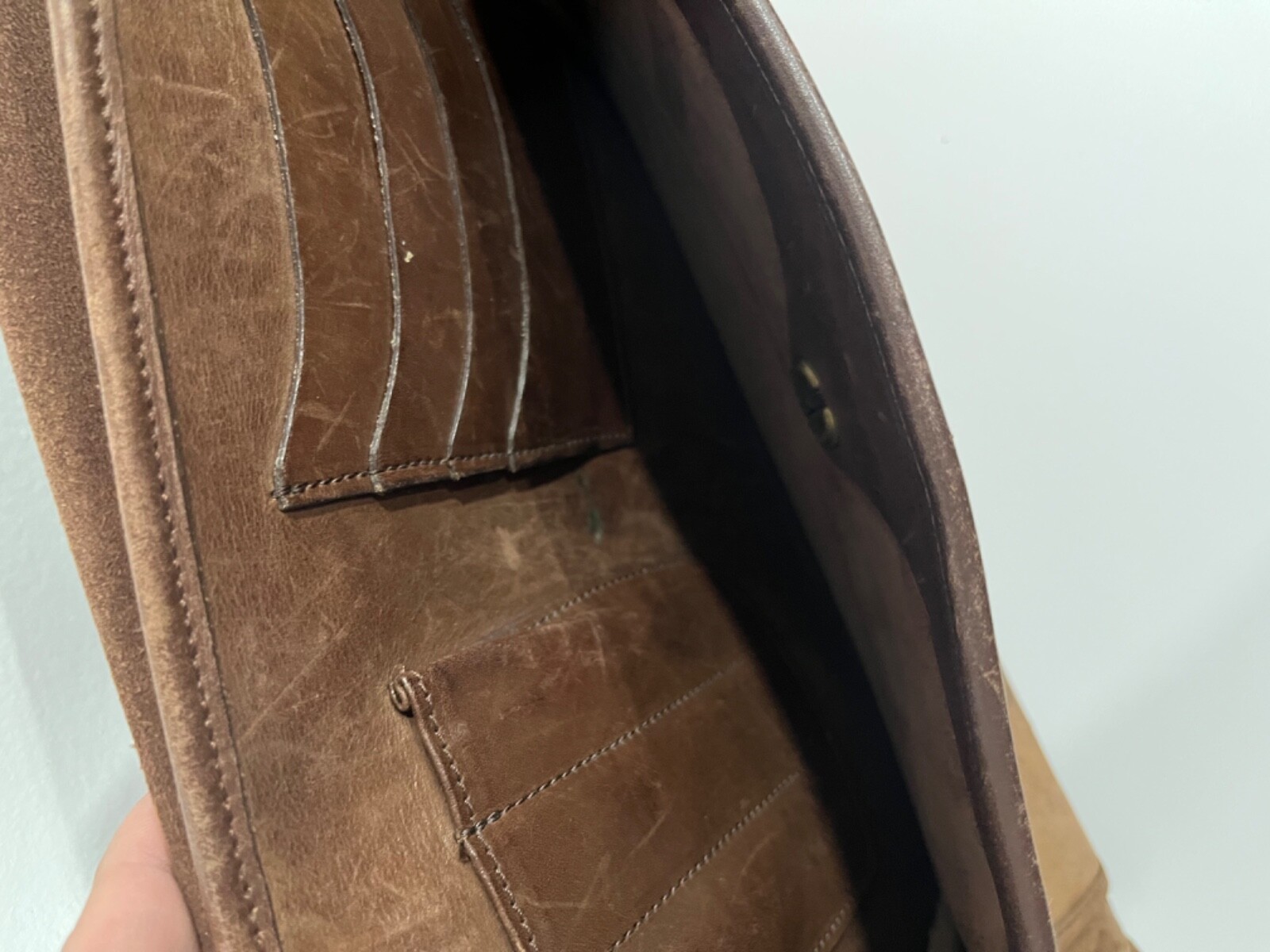 Vintage Rockport Leather Briefcase Messenger Bag Light Brown