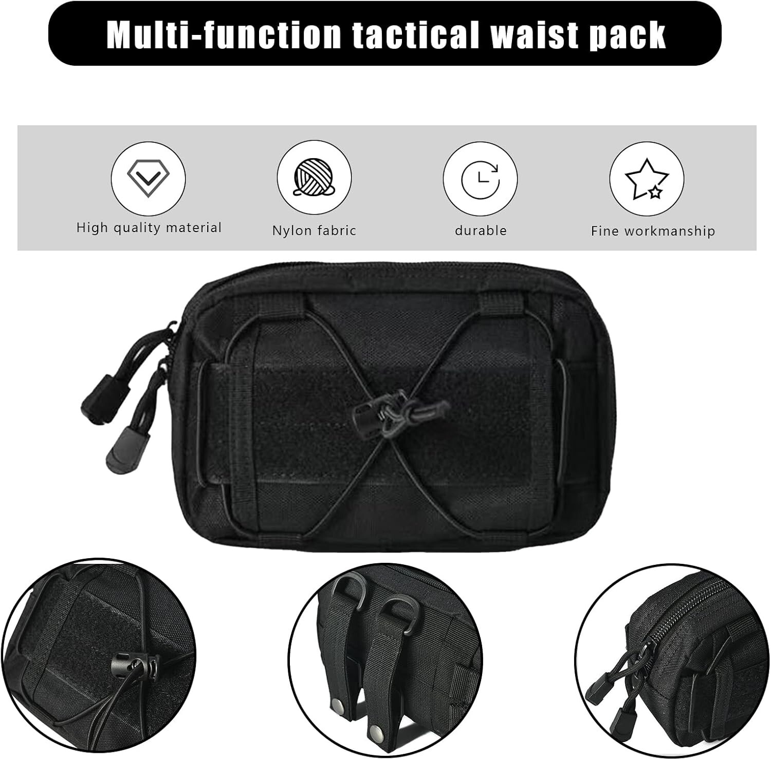 Tactical Molle Admin Bag Compact Utility EDC Tool Waist Pack with Shoulder Strap