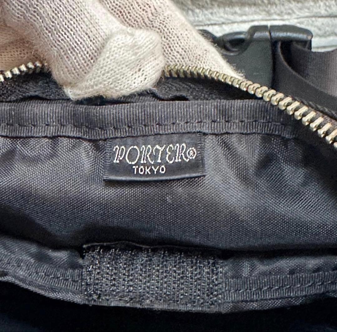 Authentic PORTER SHINE Waist Bag Black Nylon Unisex 16cm x 24cm x 6cm Slight Use