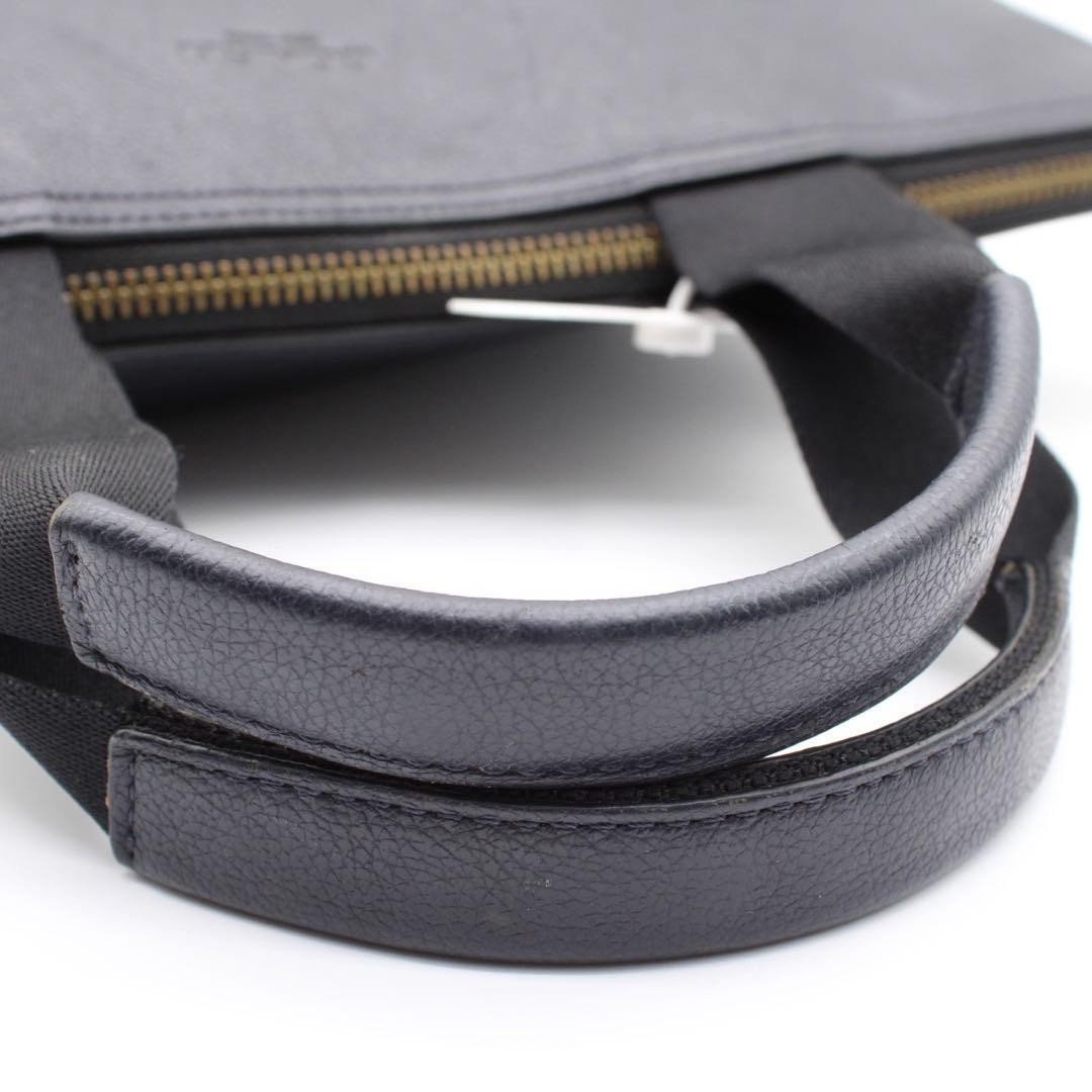 COACH Charles Foldover 2Way Handbag Shoulder Bag Leather Navy Gunmetal Hardware