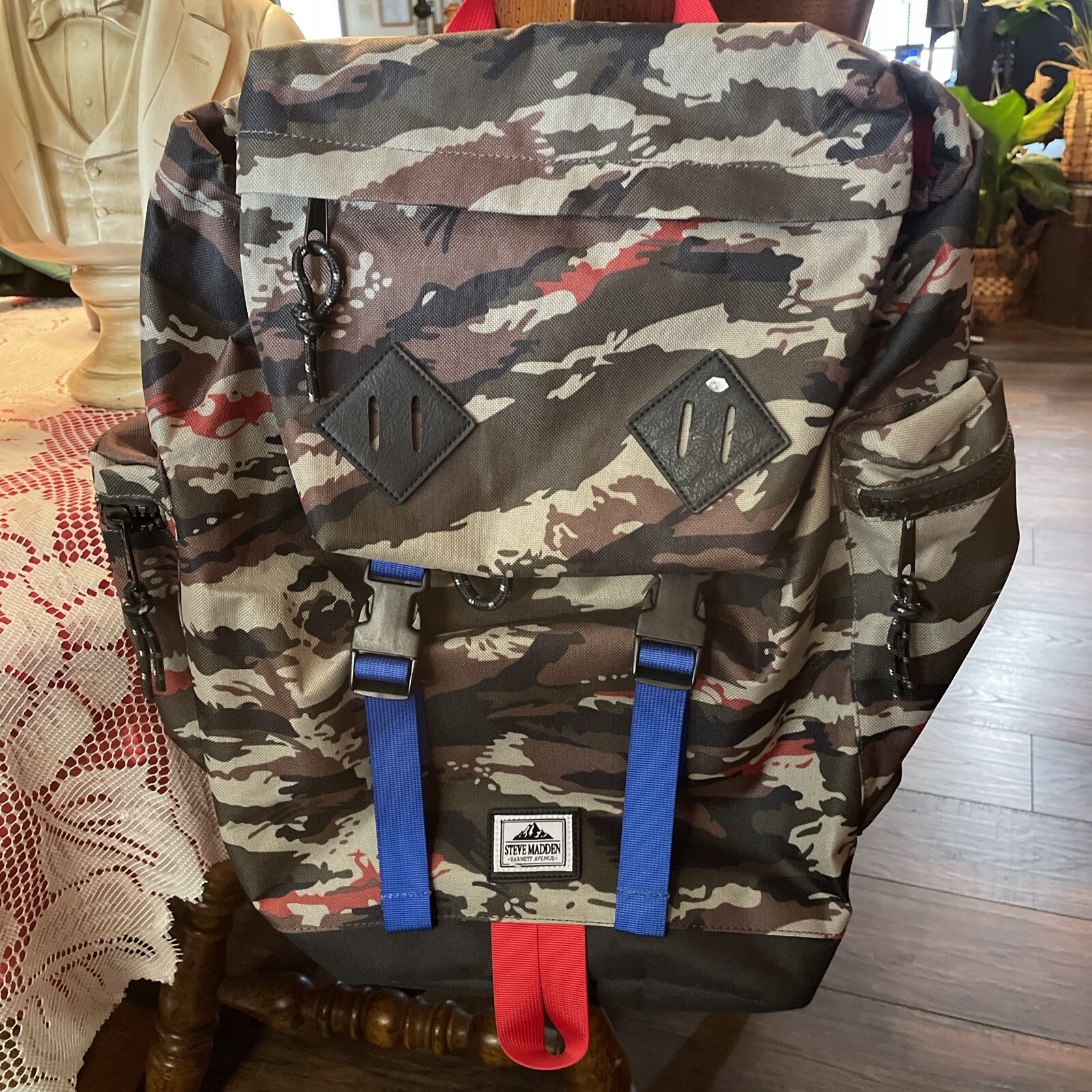 Steve Madden Camo Backpack Black Brown &orange See Description!