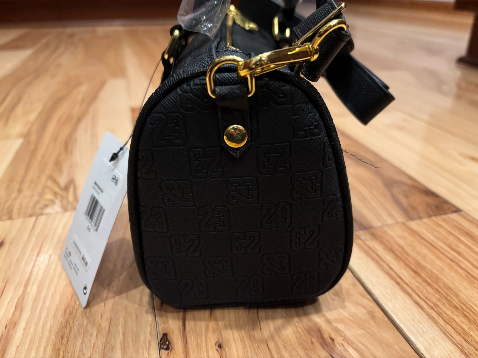 Nike Jordan Monogram Mini Duffle Bag Black Metallic Gold MA9169 K5X NWT