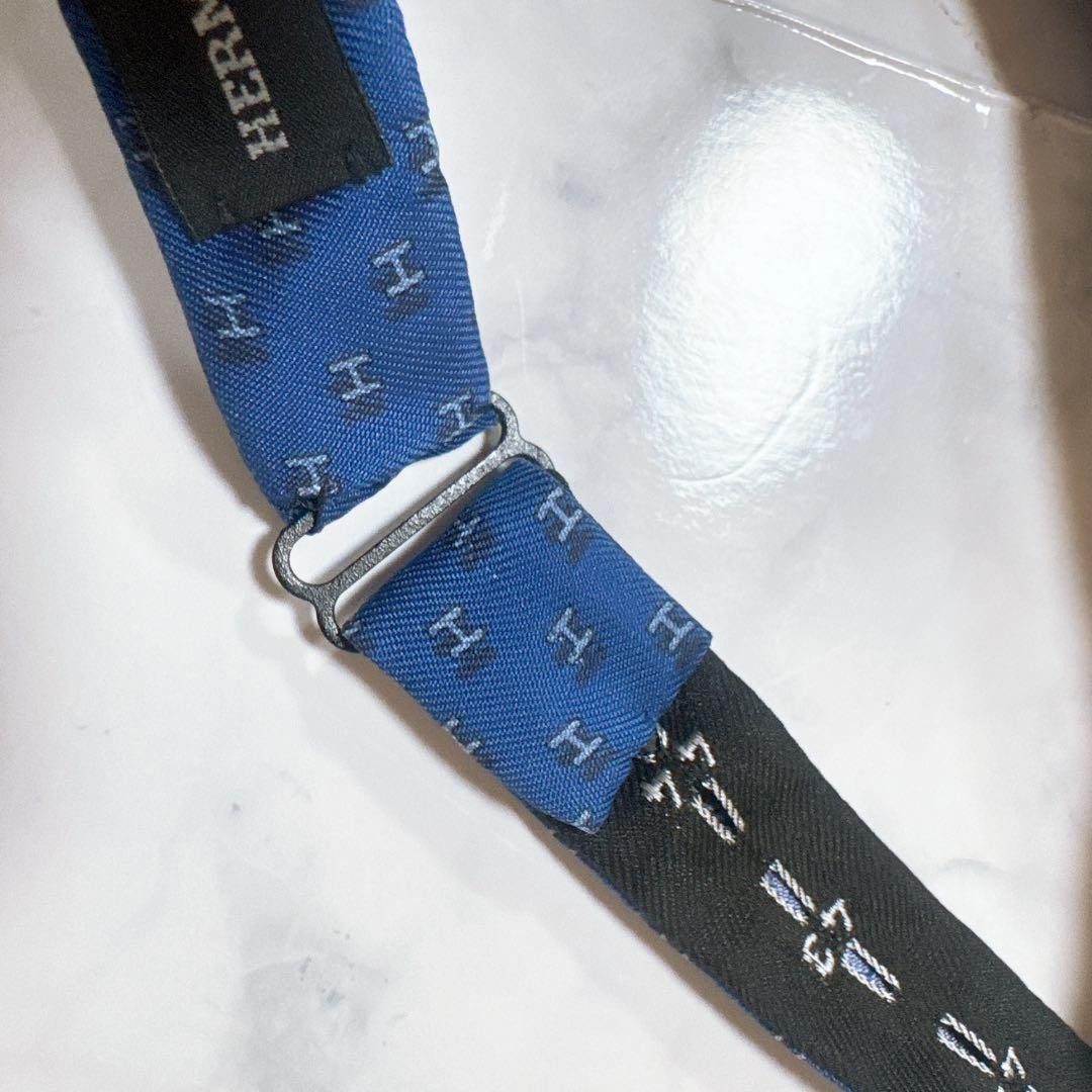 Rare Hermes Blue H Logo Bow Tie (Adjustable)