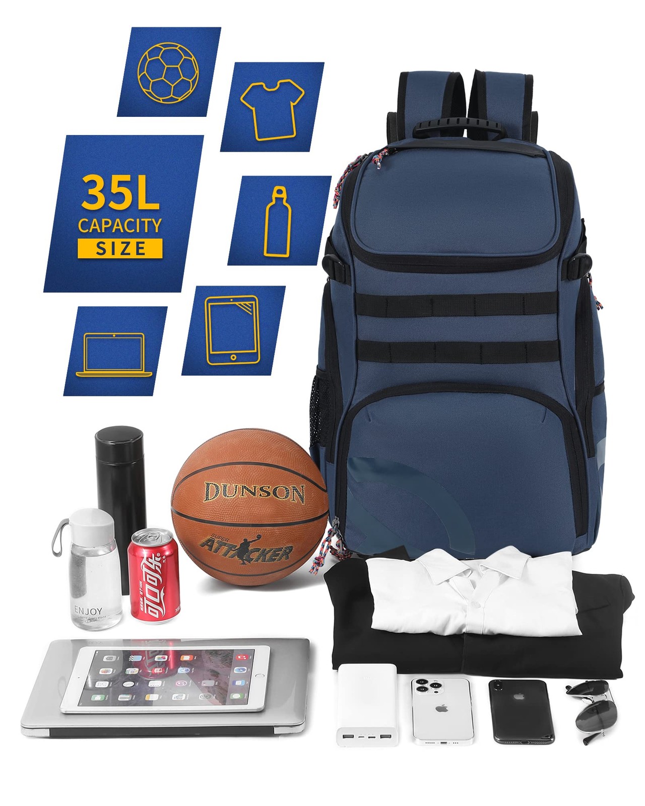 Basketball Bag Backpack with Ball Holder Multi-Sport Backpack for Soccer Voll…