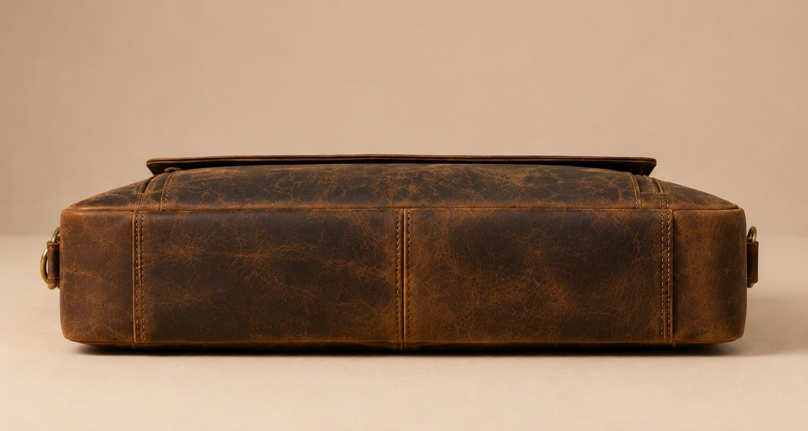 Genuine Leather Briefcase Bag Men Laptop Top Handle Shoulder Vintage Brown New