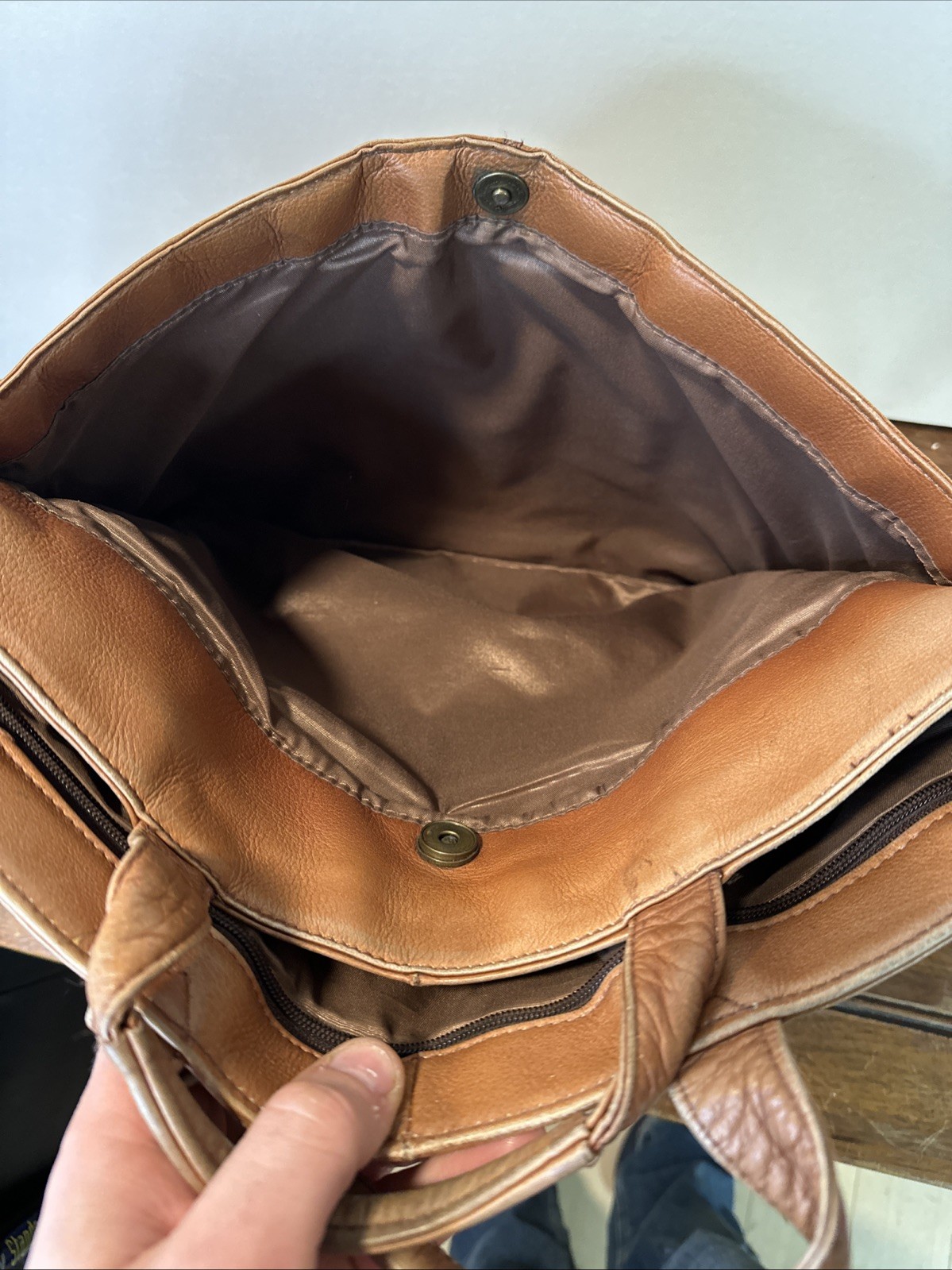 LATICO camel brown leather briefcase laptop messenger bag vintage
