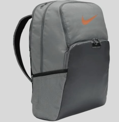 Nike Brasilia 9.5 DM3975-077 Light Smoke Grey/Orange Trance Training Backpack