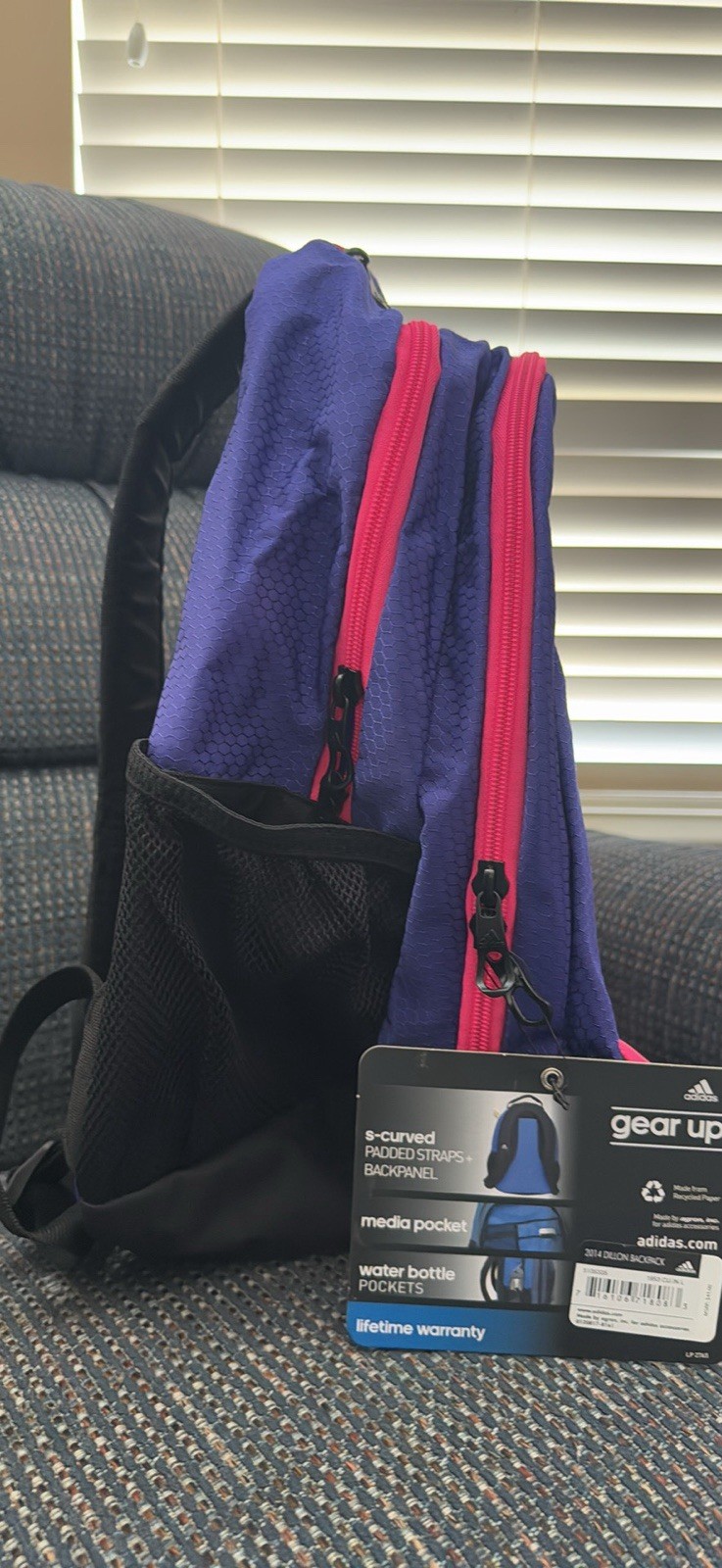 NWT Adidas Dillon Backpack in Vibrant Purple & Bright Pink Accents