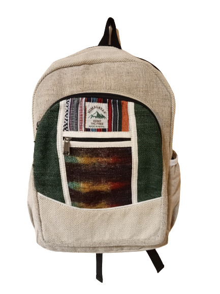 Large Hemp Cotton Backpack Eco Friendly Natural Beige Rucksack Bag Made in Nepal