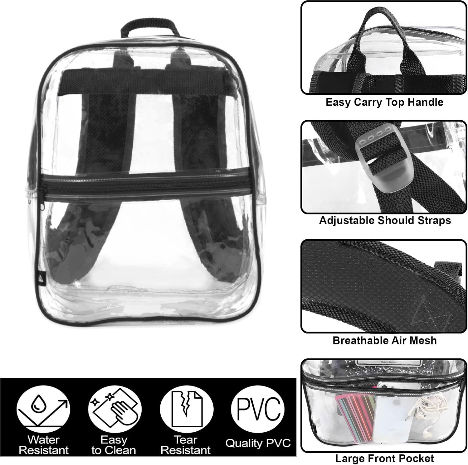 Mini Clear Backpack Stadium Approved Small Clear Concert Bag for Work, Commute,