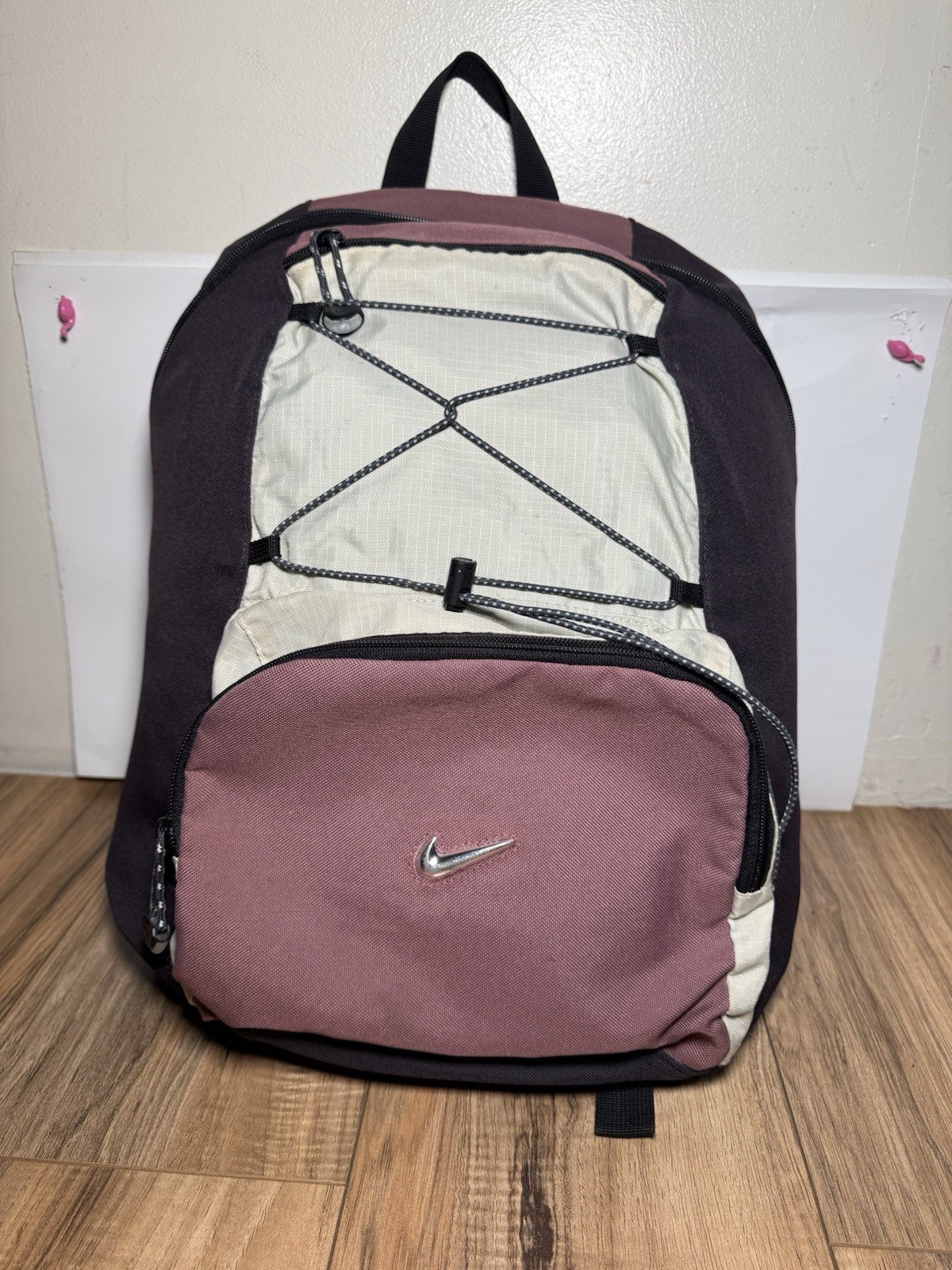 Vintage Nike Backpack Swoosh 90s Y2K Purple Hiking Bag Outdoor Workout Gym