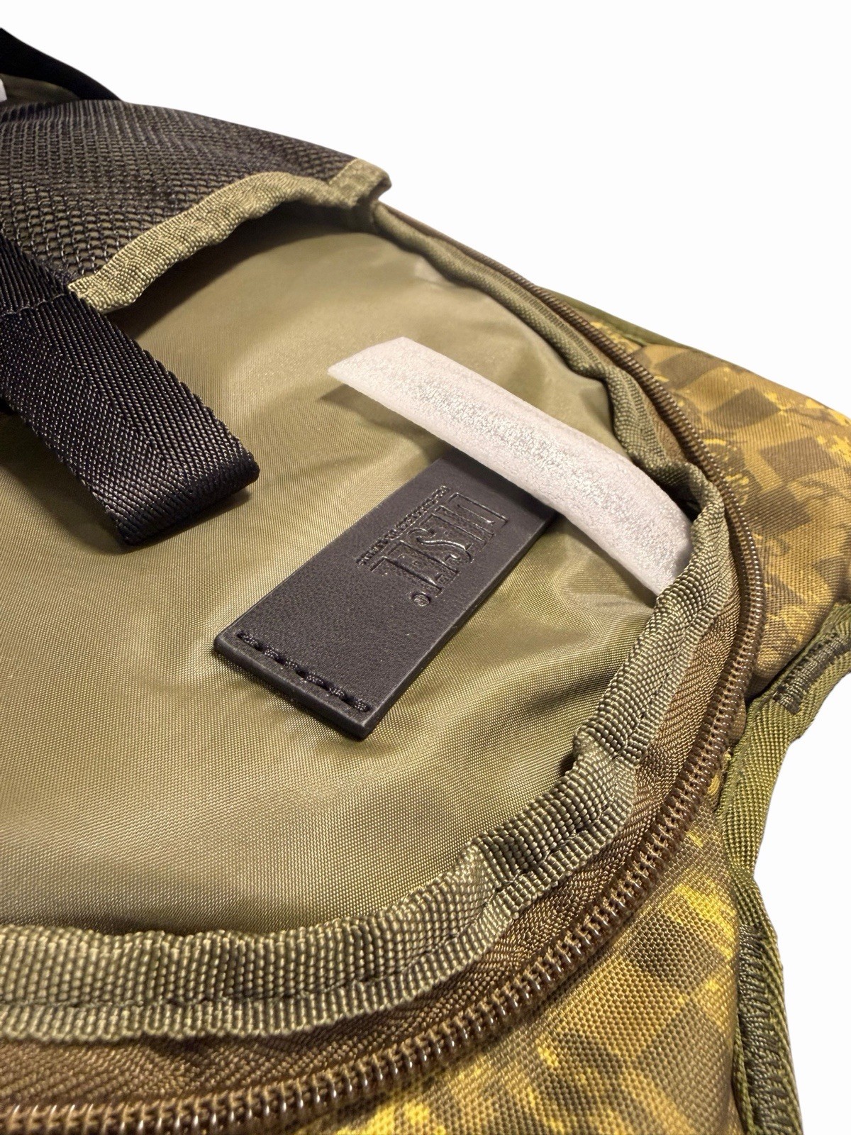 Diesel Green Checkered Backpack Zip & Buckle Closure Adjustable Strap Travel