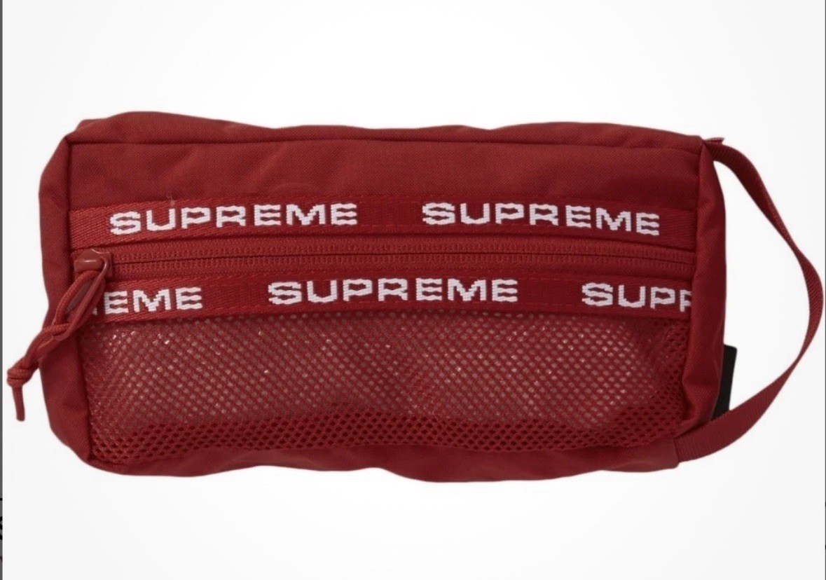 New FW22 Supreme Box Logo Cordura Mesh Red Organizer Bag Pouch Set of 3 In Hand