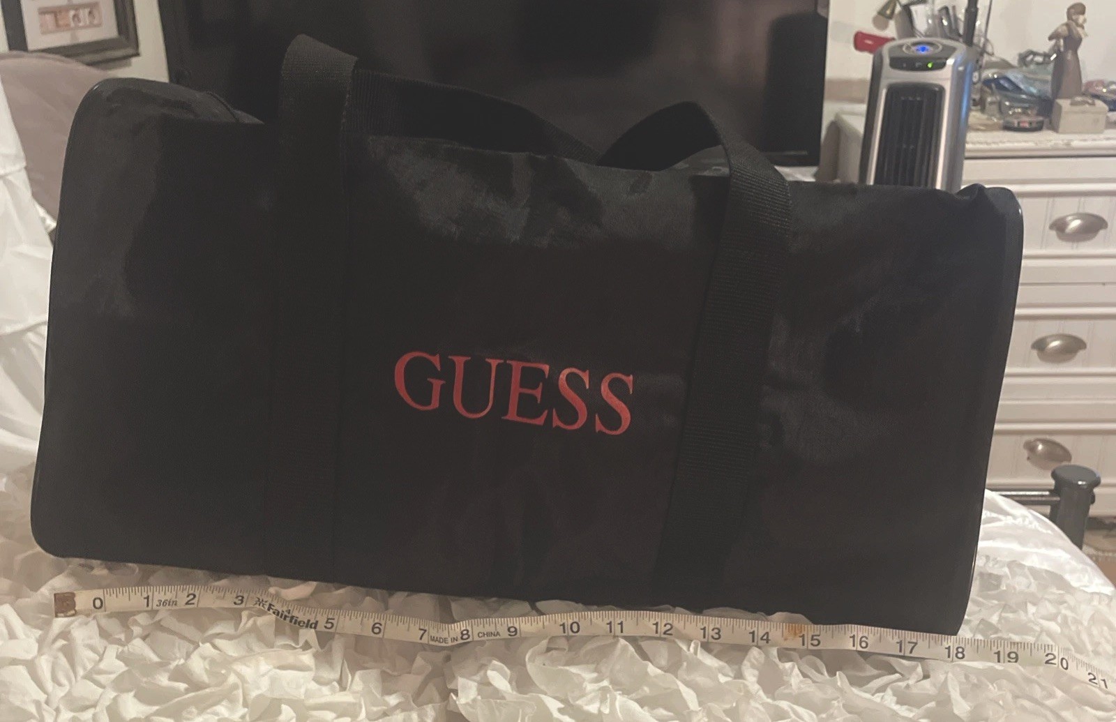 Unisex-Guess- Duffel Bag- Black- Red
