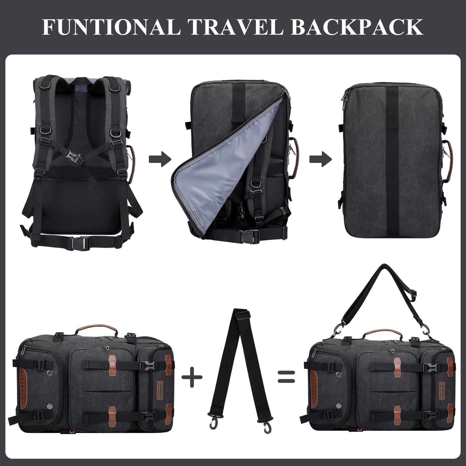 Travel Backpack for Men 40L Large Carry-on Airline Approved Convertible 3 in …