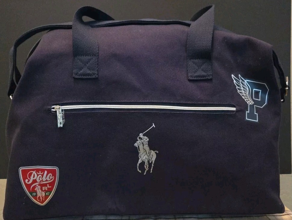 Ralph Lauren Polo Blue/Navy Large Travel Duffle Bag 13x19x9inches
