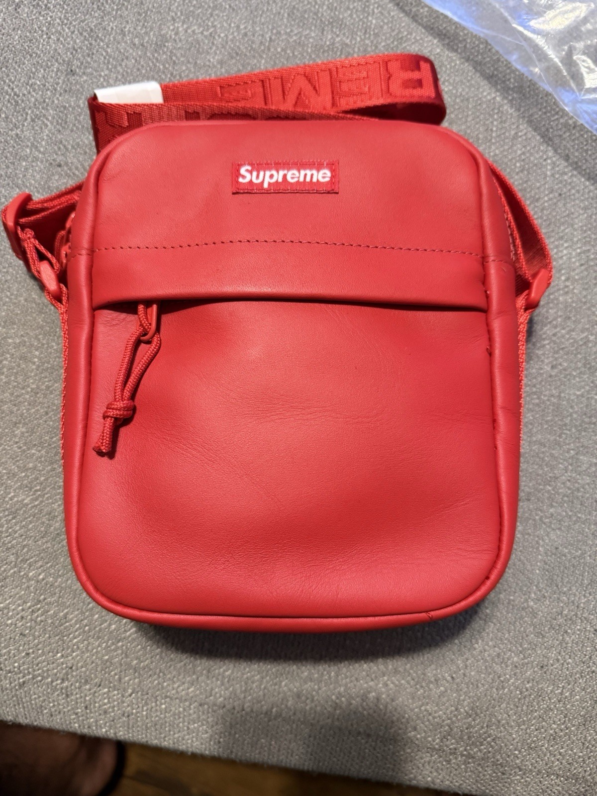Supreme Leather Shoulder Bag Red FW23
