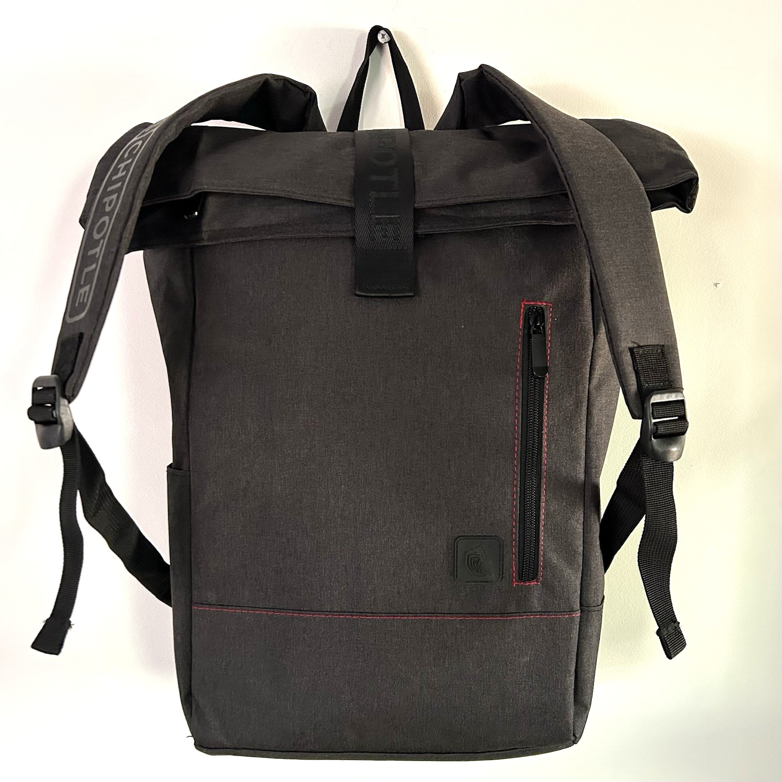 Chipotle Roll Top Backpack Limited Edition Gray Employee Gift Spell Out Fastfood