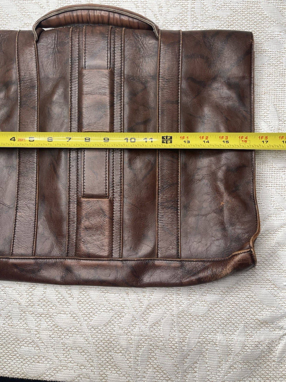 Rustic Vintage distressed brown leather briefcase portfolio bag Handmade 12×16.5