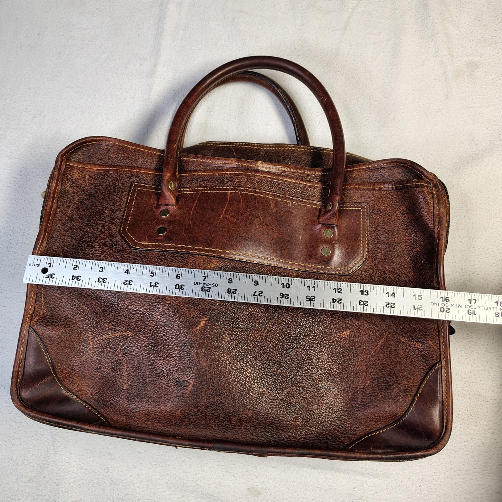 Vintage ORVIS Bullhide Leather Briefcase Brown Patina Gokey Heritage Bag USA