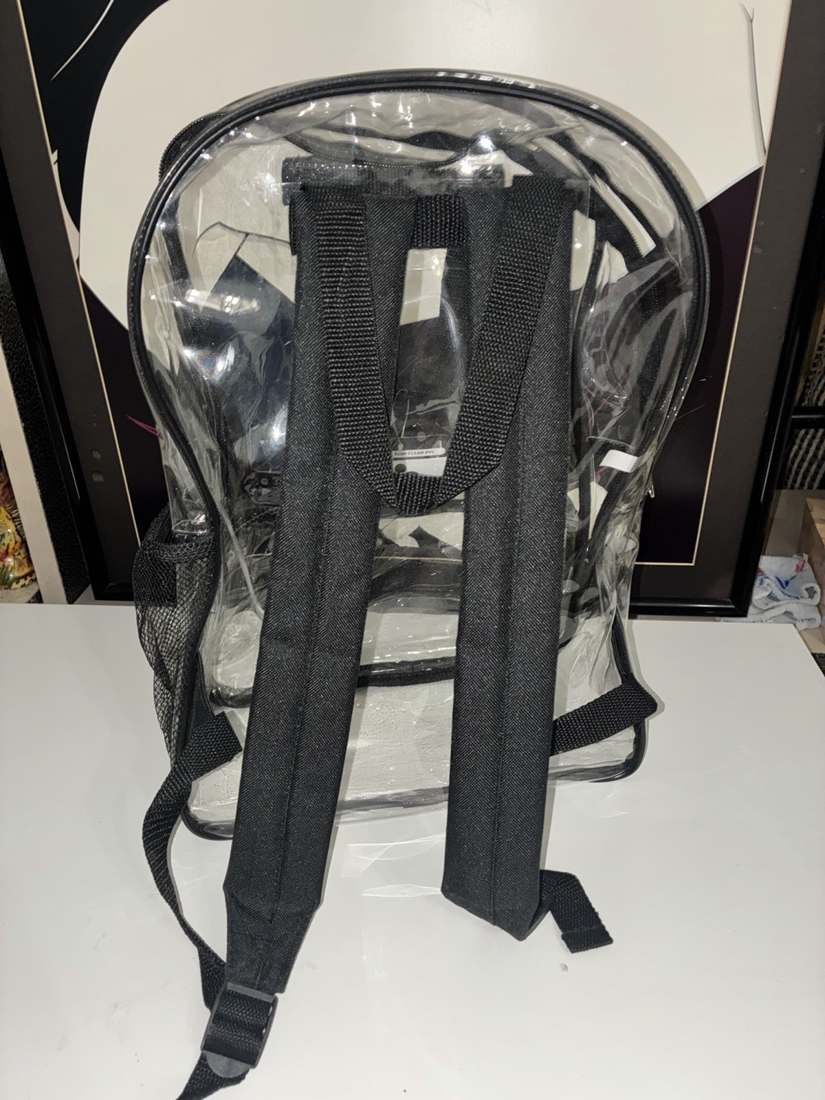aip Clear/Black Transparent Backpack, Zip Closure, Adjustable Straps Travel