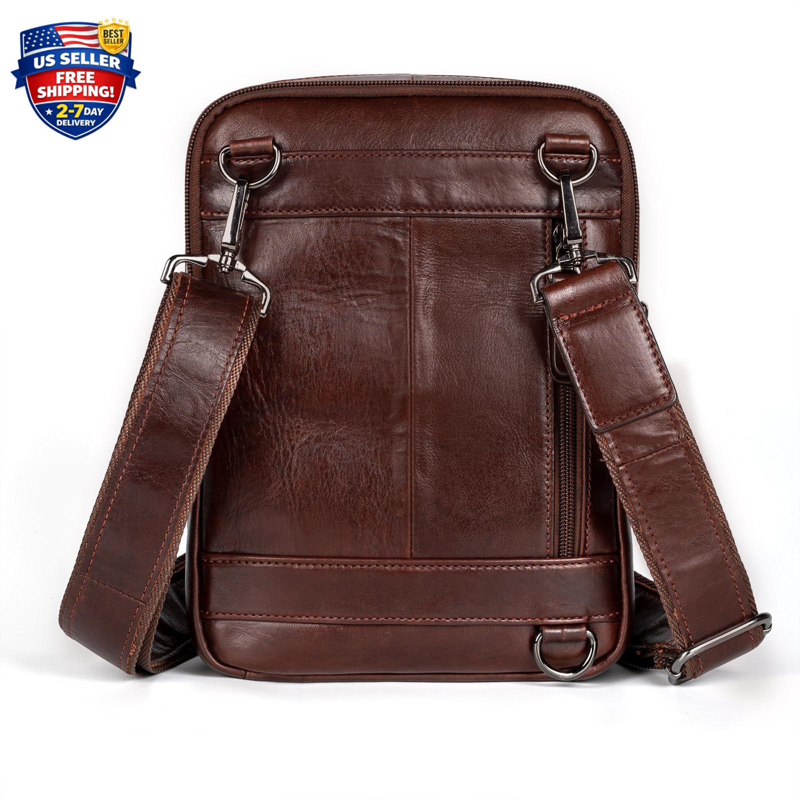 Leather Messenger Bag for Men, Small Leather Sling Shoulder Bag Messenger Pac