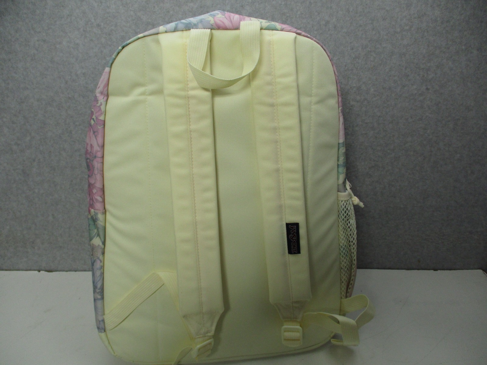 JanSport Cross Town Backpack Beige Pink Floral School Book Bag Student