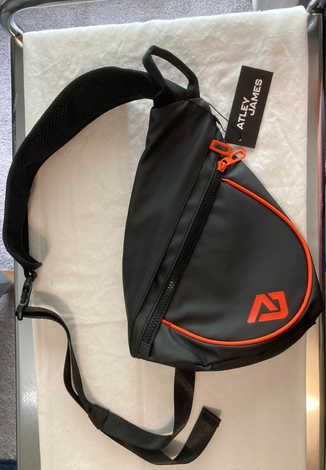 Atley James Stylish Unisex Harmon Crossbody Bag Murse Black / Orange OS NWT