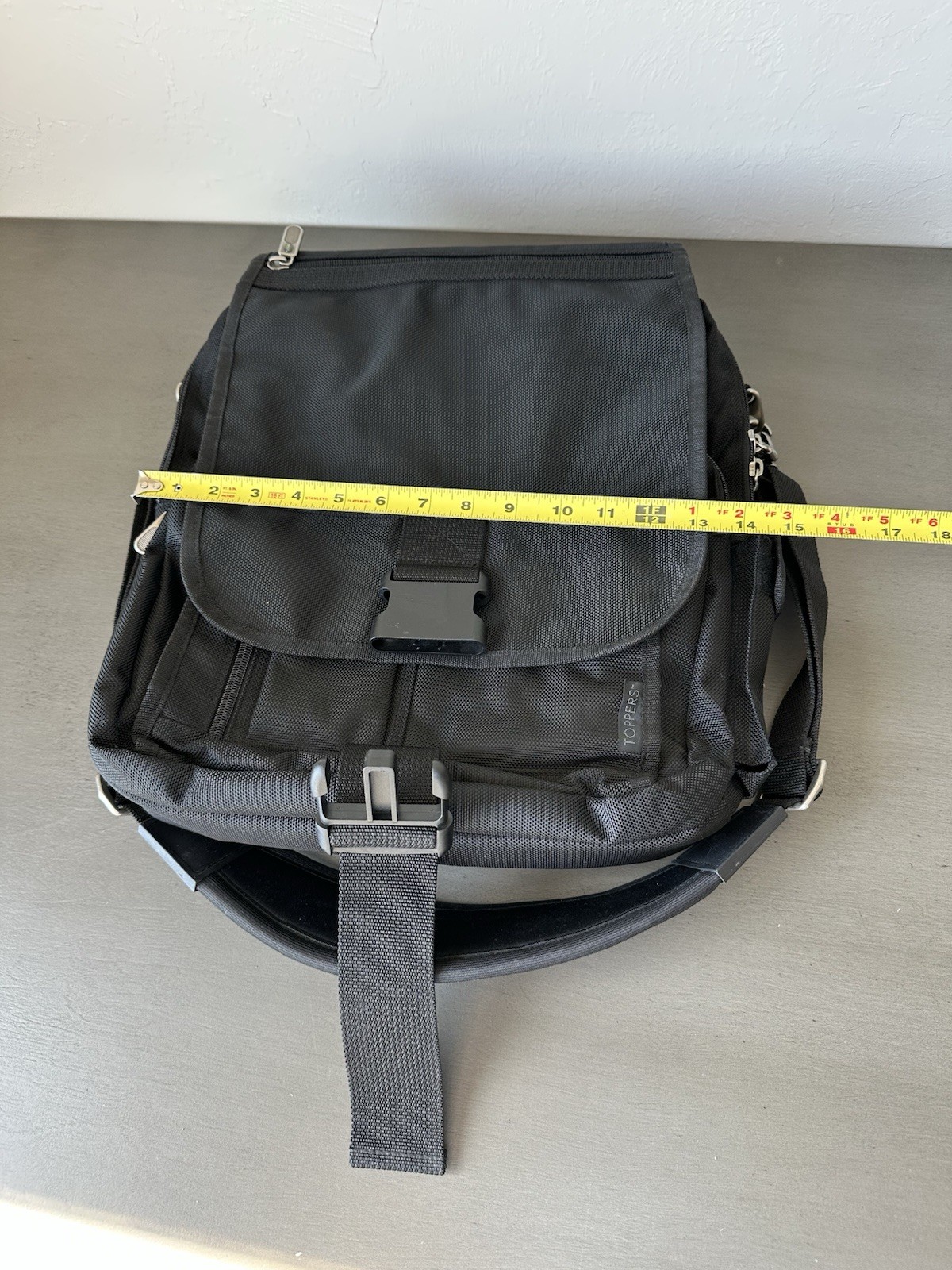 Toppers Black Nylon Versatile Black Men’s Messenger Bag Padded Strap Multi Use