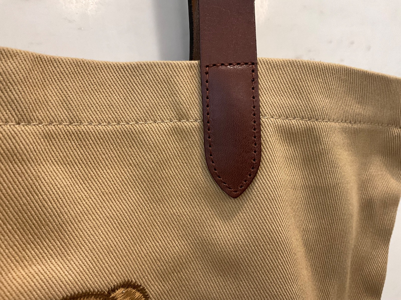 Polo Ralph Lauren Khaki Tan BEACH SHOP BEAR Cotton Twill Embroidered Tote Bag