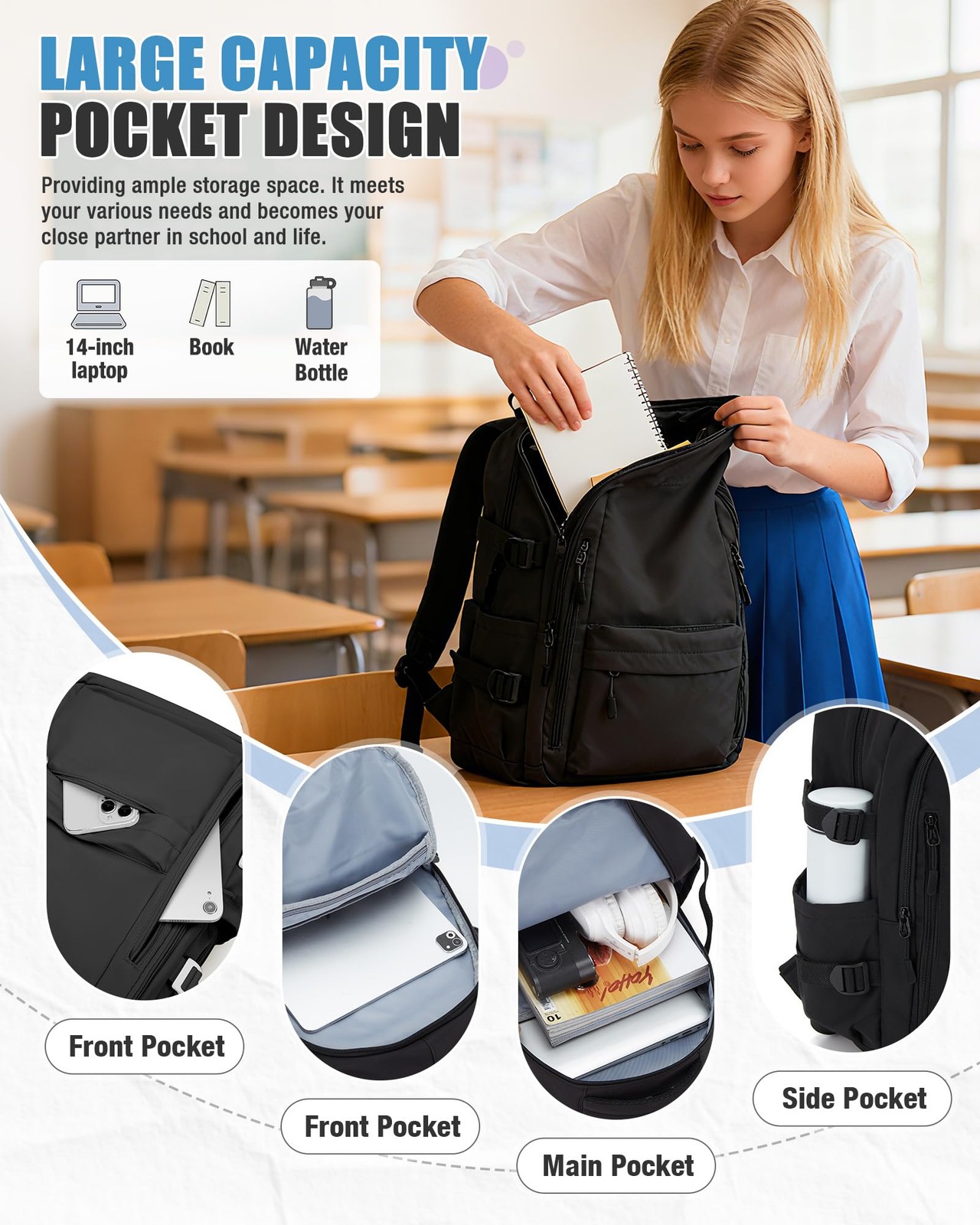 Carry on Backpack Airline Approved Travel Backpack Waterproof Under Seat