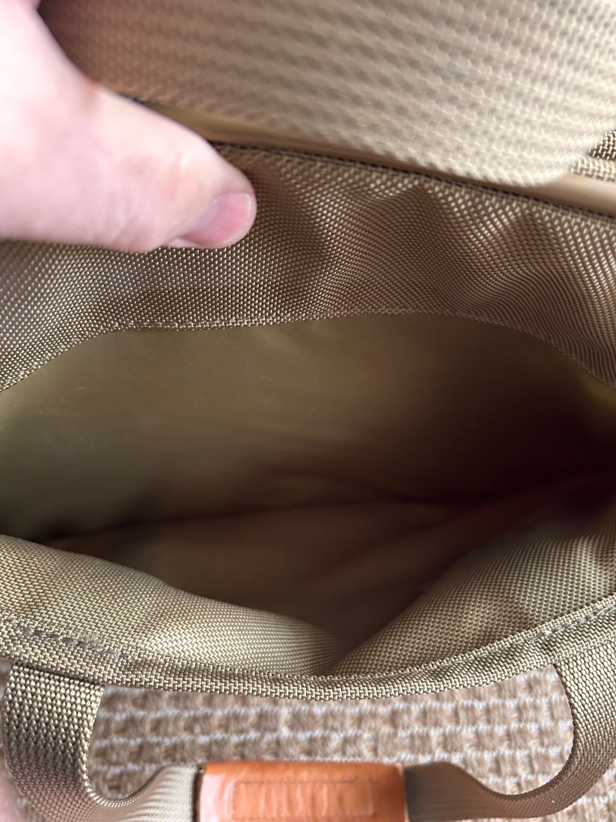 Hartmann EUC sage green ballistic nylon tan leather commuter bag briefcase 16 in