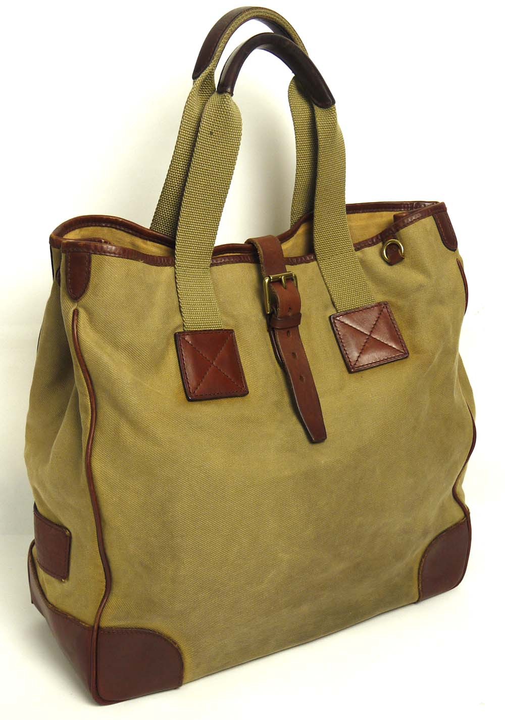 RALPH LAUREN Tote bag Khaki Canvas Men Handbag Vintage look