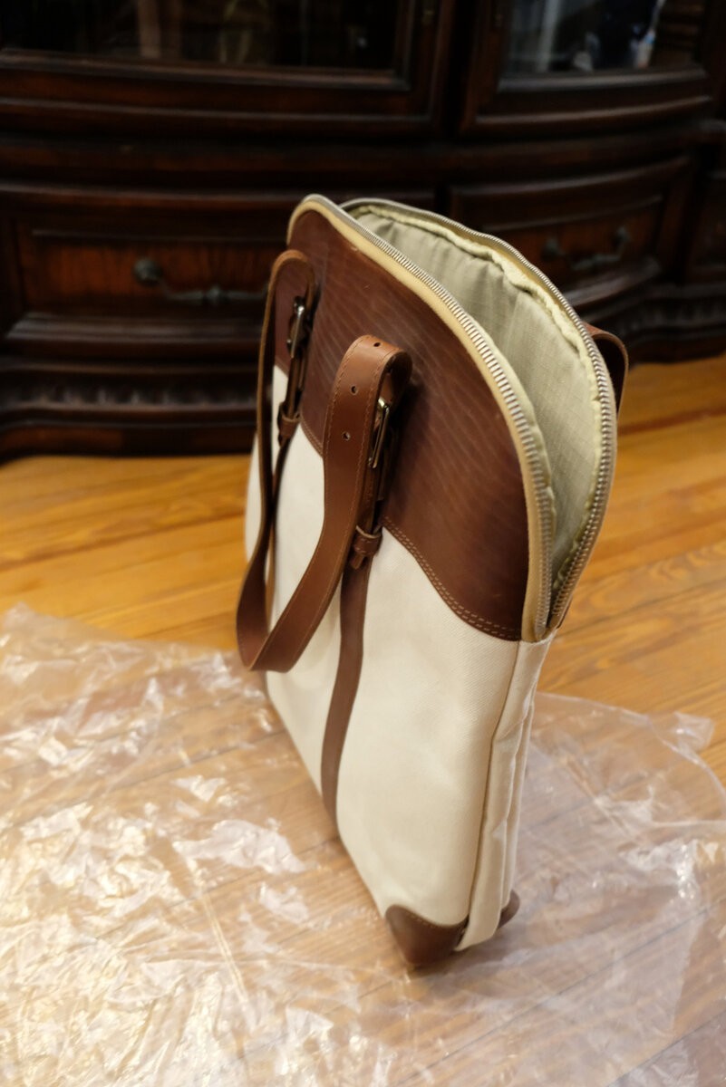 Billykirk Leather and Canvas Slim Padded Tote