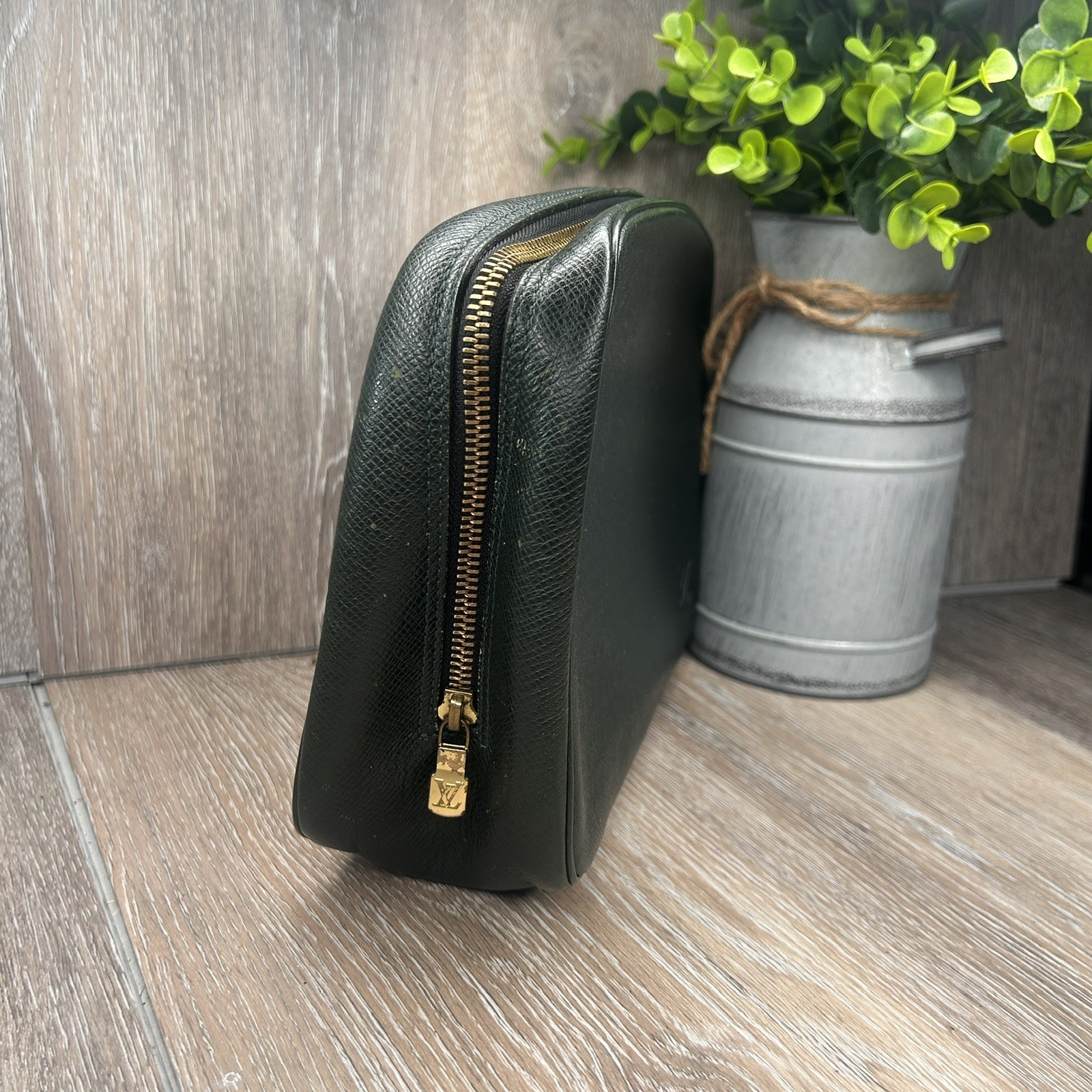 Louis Vuitton Taiga Leather Toiletry Pouch –Authentic, Made in Spain w/COA