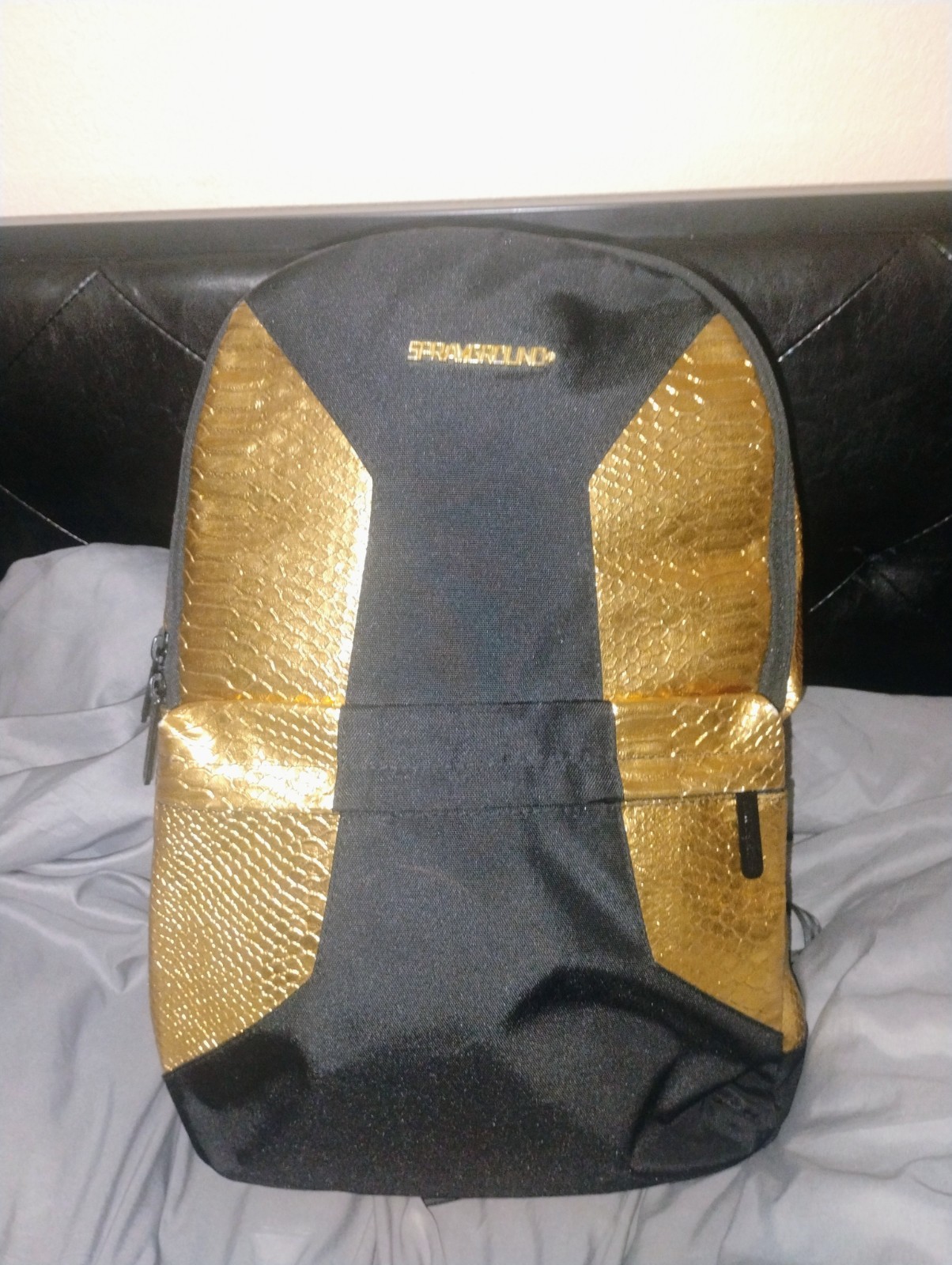 Sprayground backpack black gold snakeskin pattern deadstock tokyo Streetwear