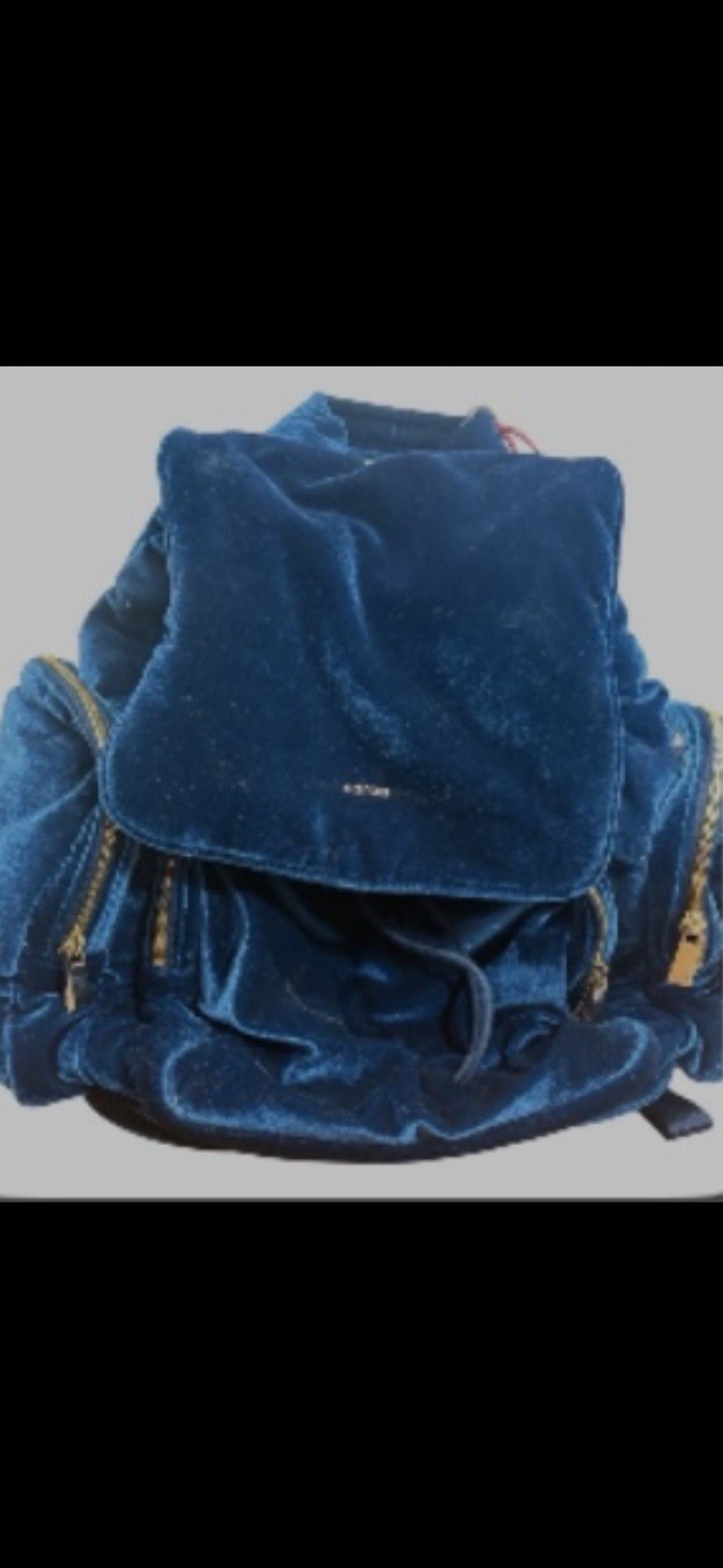 Men’s Blue Drawstring Backpack Rucksack with Flap & Zipper Pockets