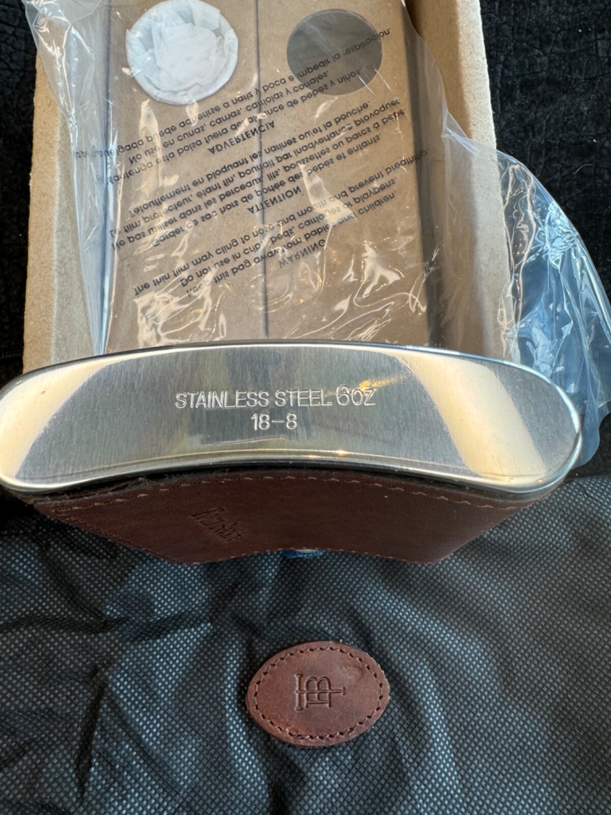 Tom Beckbe Tan Leather Stainless Steel Yellowstone 6OZ Flask New in Box Filson