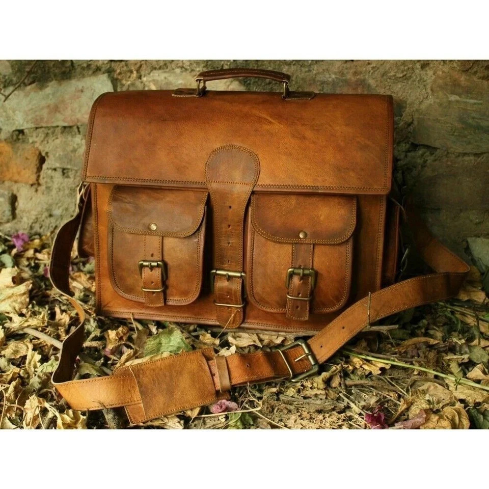 Genuine Messenger Men’s Vintage Briefcase Satchel Handmade Travel Ready Bag