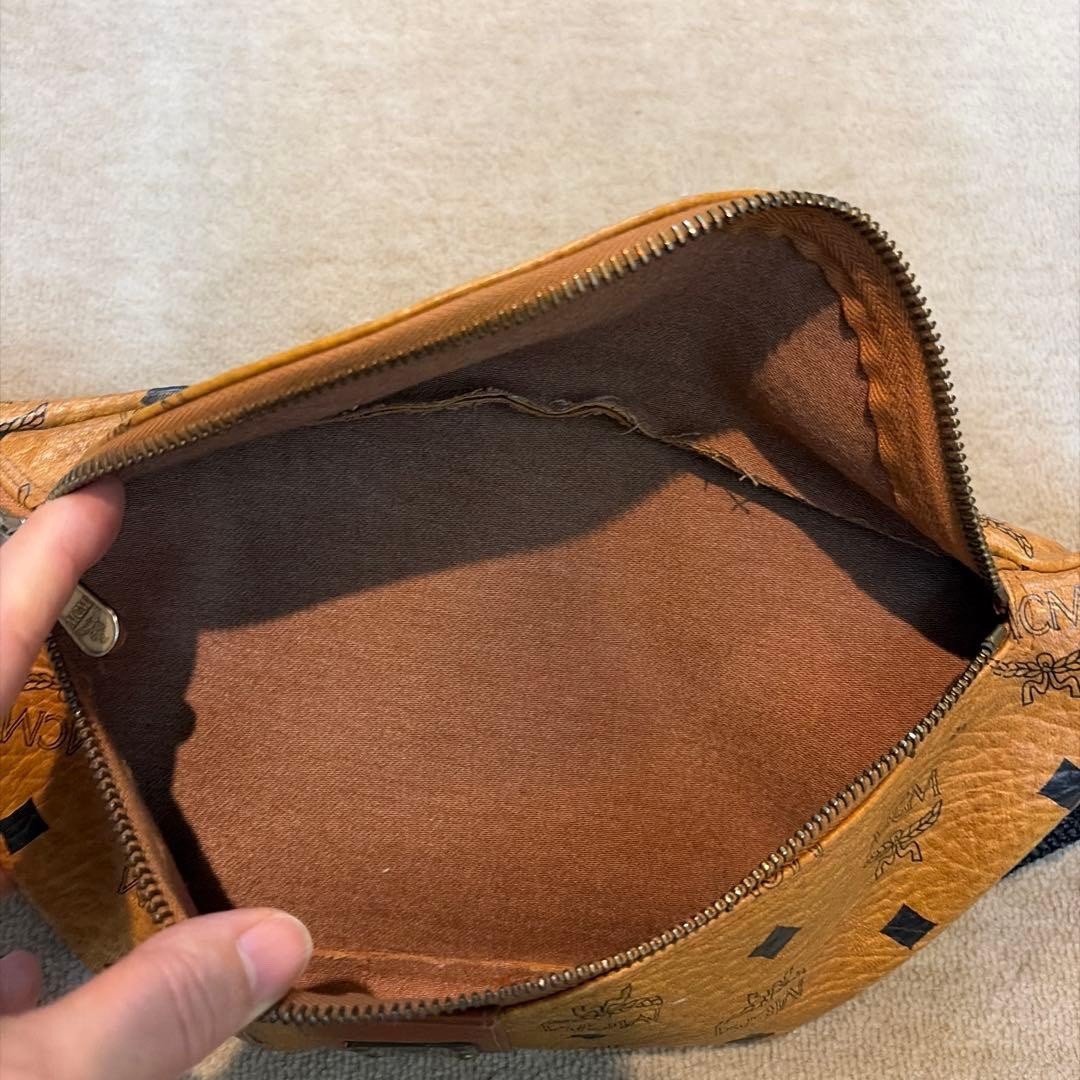 MCM Visetos Leather Waist Pouch Body Bag Brown Camel Authentic 1397F Men’s