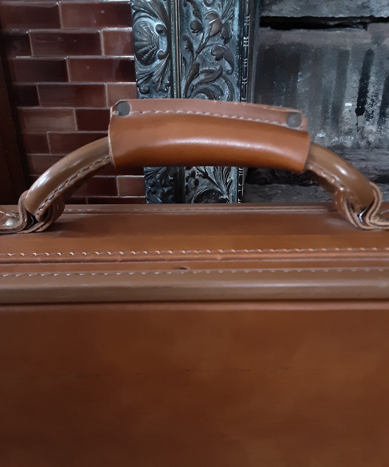 Vintage Hartmann Attache Briefcase Brown Belting Vinyl Straps VEGAN