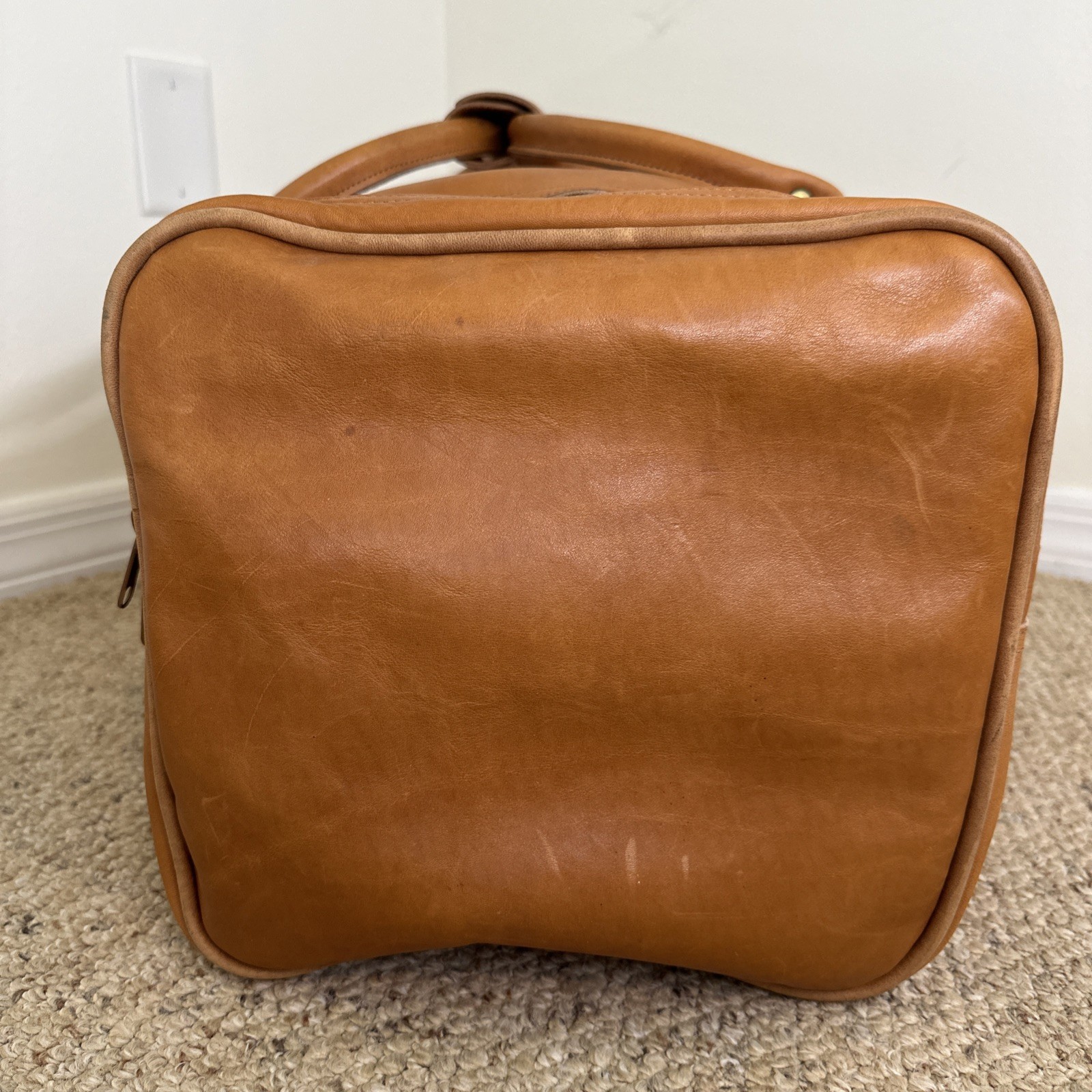 Vintage Orvis Leather Duffle Bag Multiple Pockets Customizable Made in USA