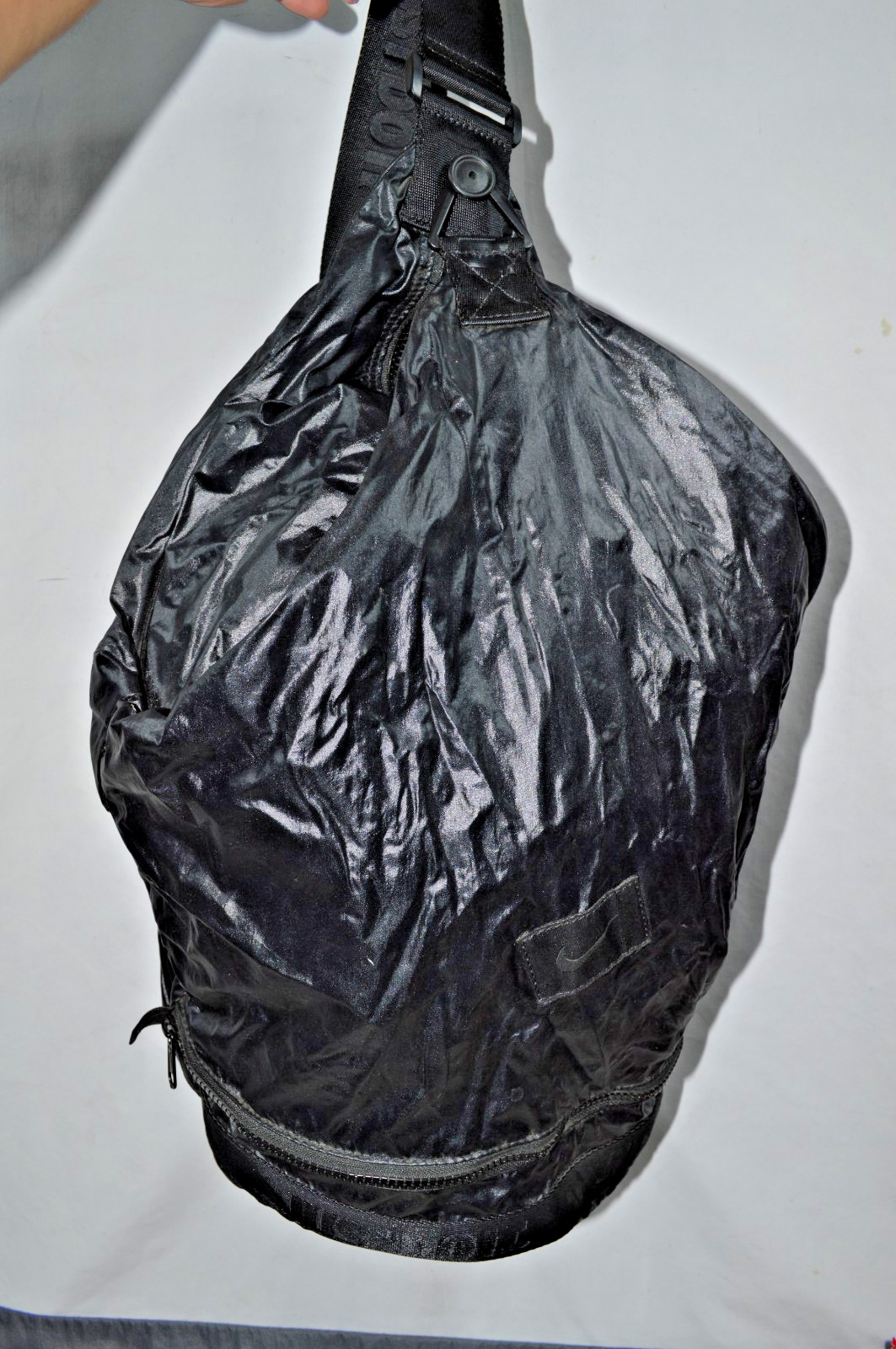 Vintage Nike Club Just Do It Bucket Sling Shoulder Packable Bag, Black, Nylon