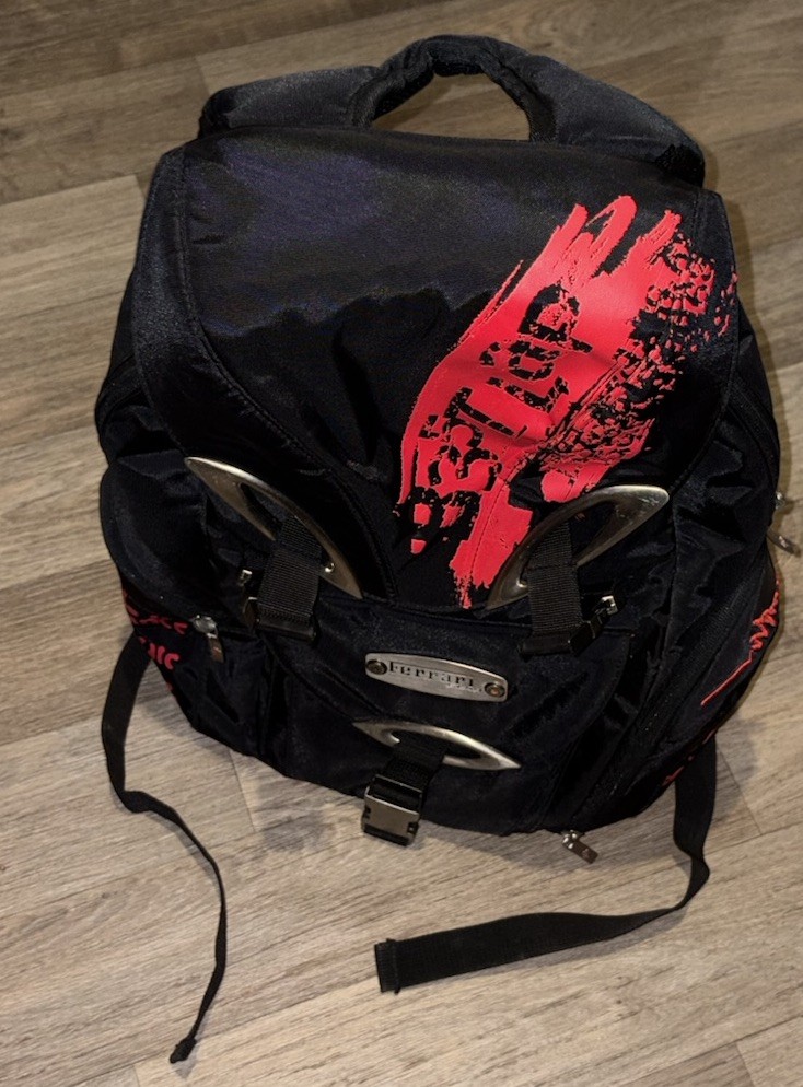 Ferrari Official Black/Red Backpack Graphic Print Zip & Buckle, Pockets