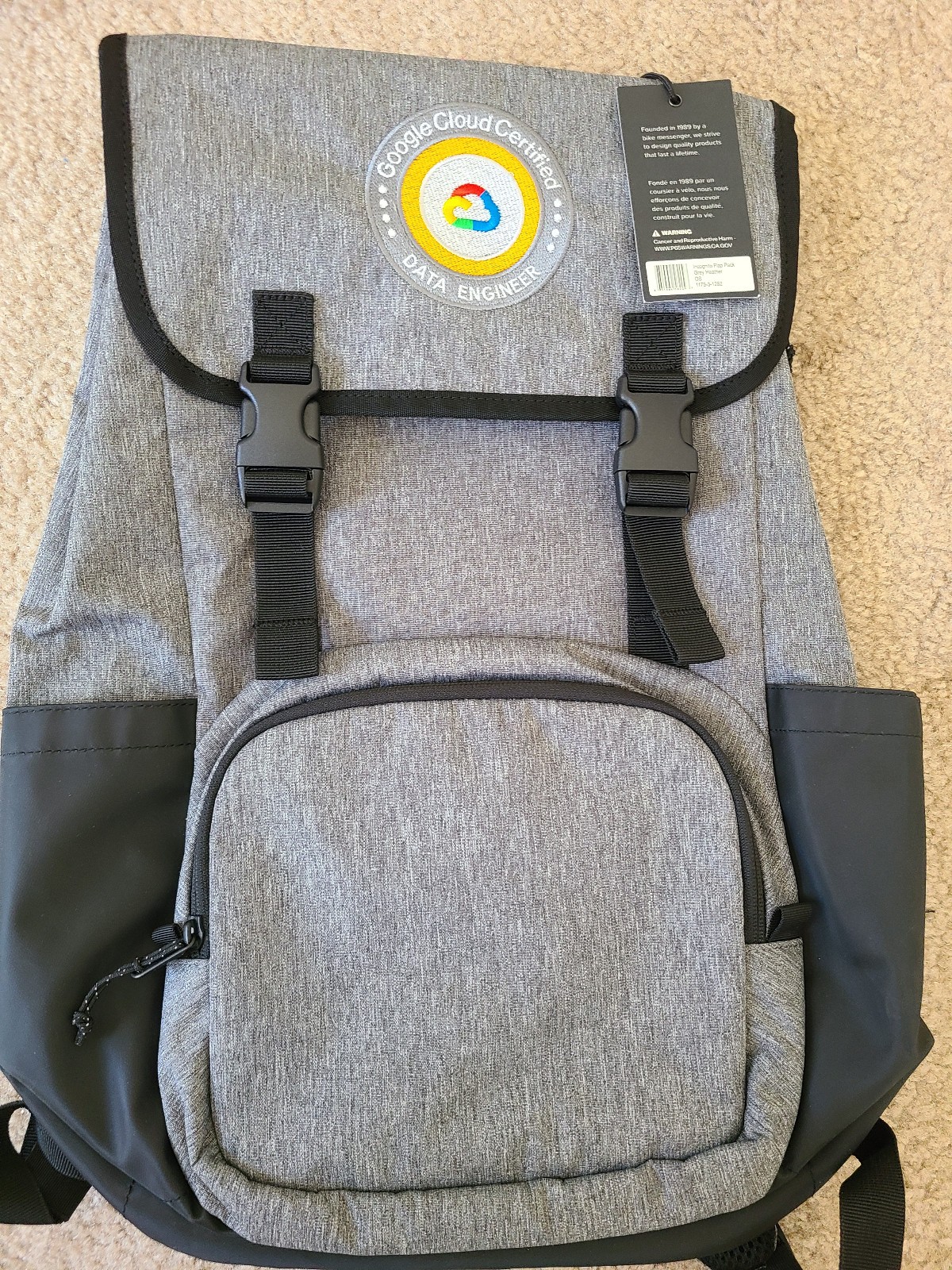 Timbuk2 Incognito Flap Pack Backpack – with Logo – Gray