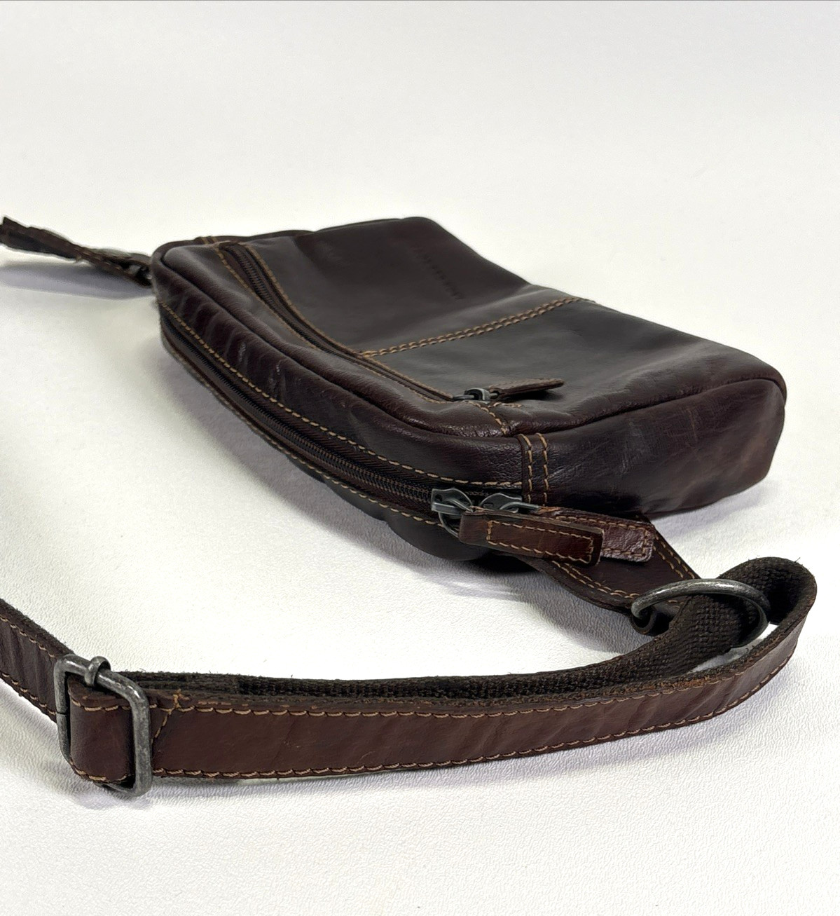 Jack Georges Voyager Brown Buffalo Fine Leather Belt Bag #7109 UNISEX