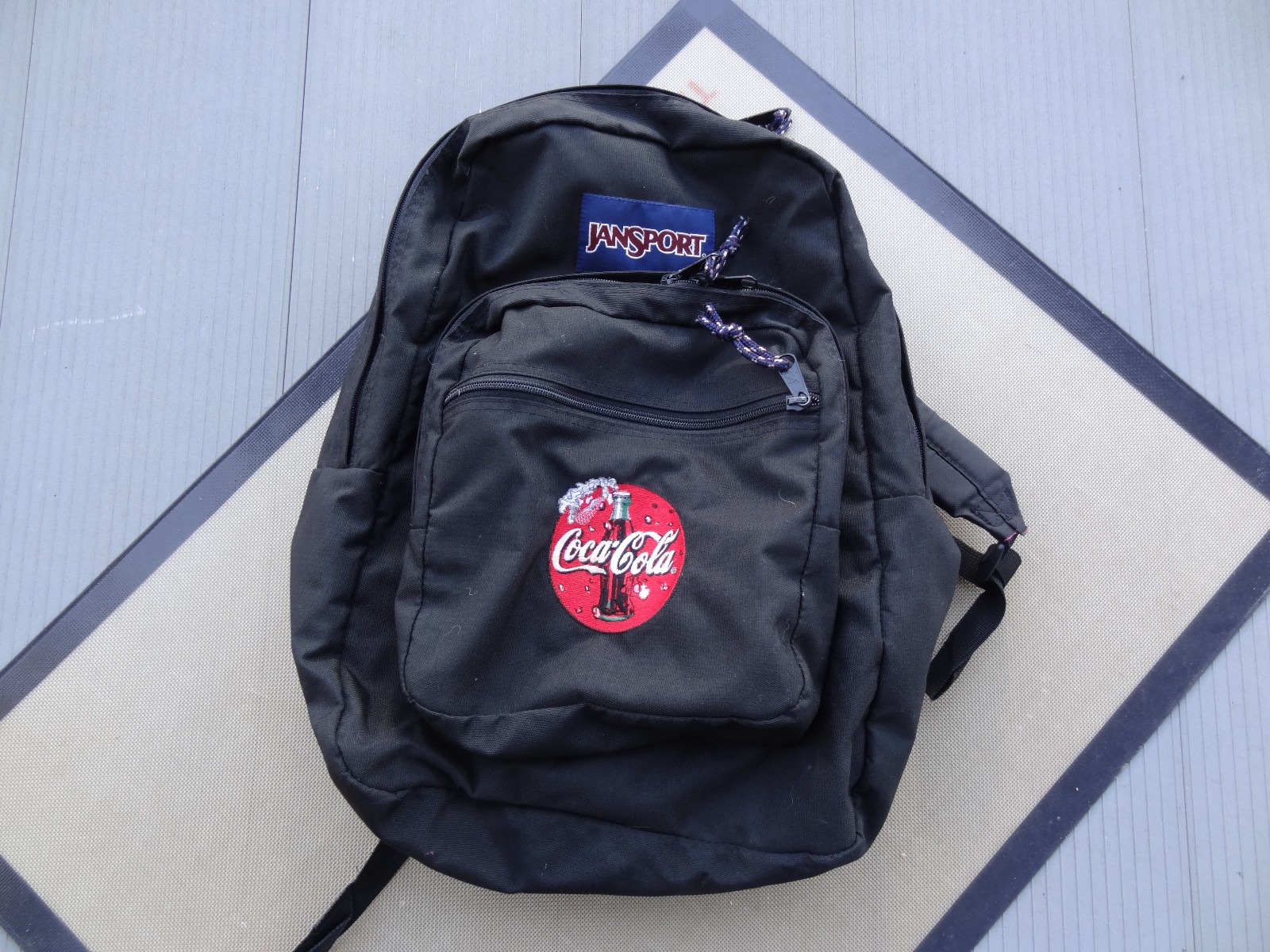 Vintage Jansport Black Backpack Dapack with CocaCola embroidery -Retro Y2K 90s