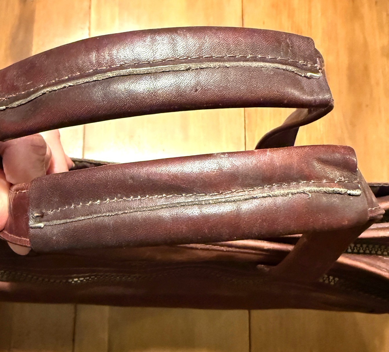 Vintage Leather Briefcase, Maroon Reddish-Brown, Columbia, Many Compartments
