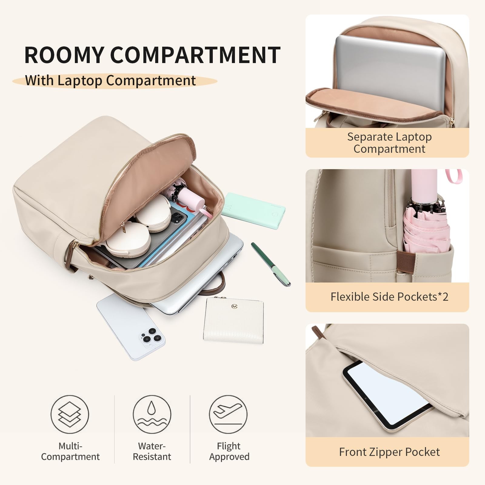 Laptop Backpack Separate Compartment Fits 14 Inch Notebook Casual Daypack Work